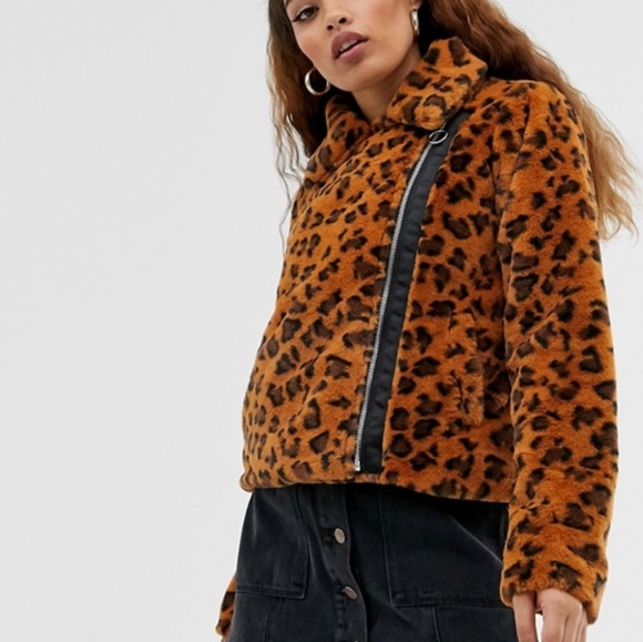 Brave Soul Carla Faux Fur Leopard Jacket- 4P- NWT - Picture 2 of 16